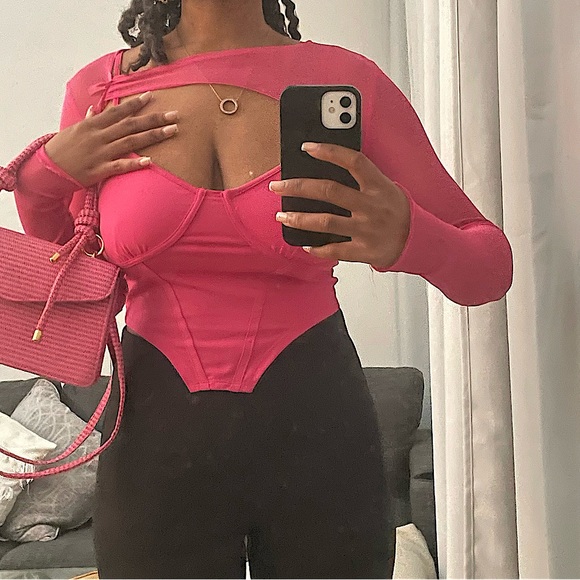 Pink Two Piece Crop Top - Picture 1 of 3